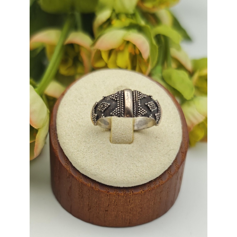 Sterling Silver & 18K Gold, Size 6.5 Artisan Handmade Bohemian Ring, Oxidized